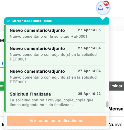 Notificaciones automáticas de cambios de servicio y facturas para la agencia y el guía